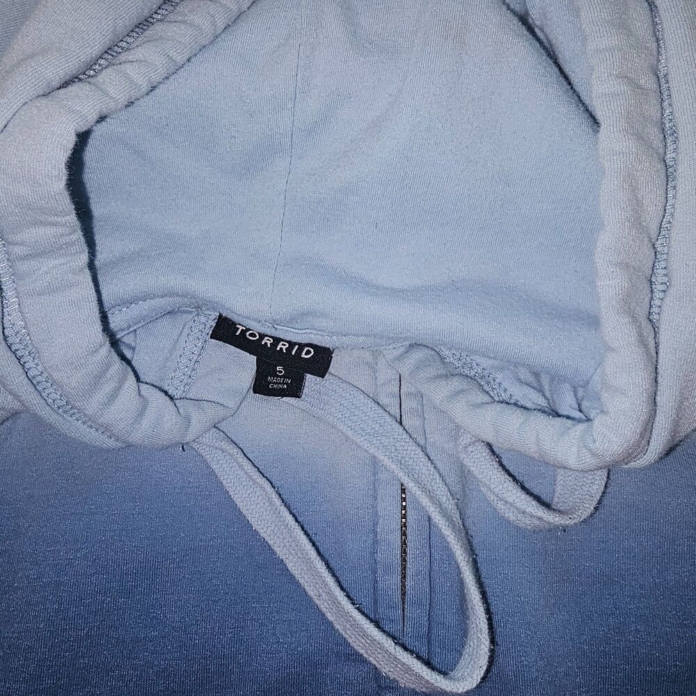 Torrid Love Kindness Ombre Zip Hoodie Size 5 Blue Dip Dye Plus Size Sweatshirt - Picture 6 of 6